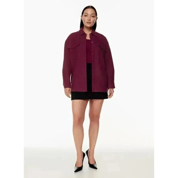 Aritzia Babaton Joan Oversized Linen Shirt Jacket In Elixir Purple - Picture 2 of 16